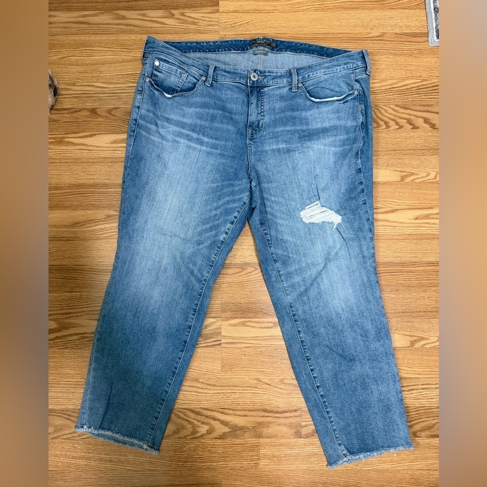 Torrid Blue Crop Boyfriend  Distressed Jeans #3050